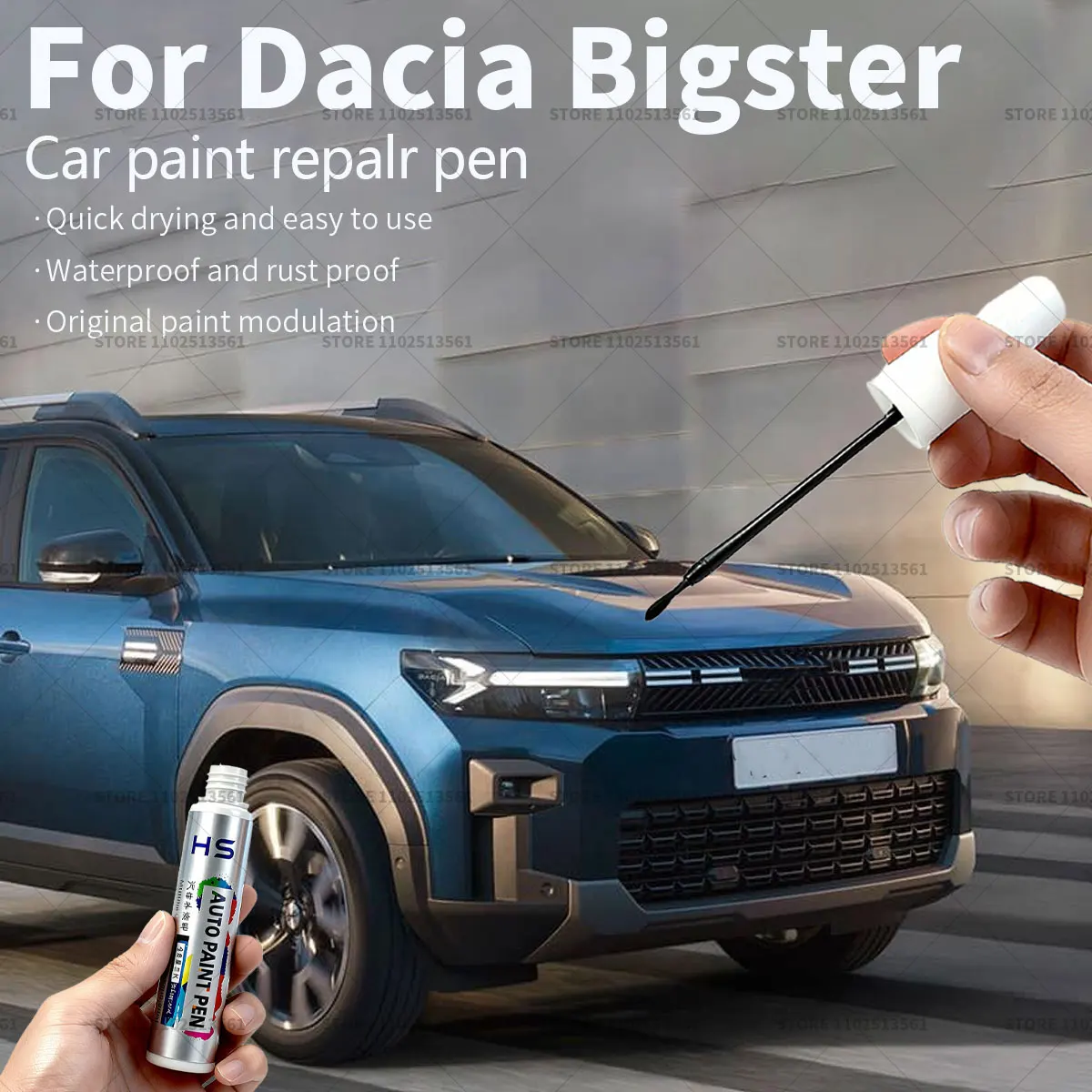 

Для Dacia Bigster ручка для ремонта автомобильной краски, аксессуары для ремонта царапин, бронза, жемчуг, черный, индиго, синий, серый, ледник, белый, зеленый