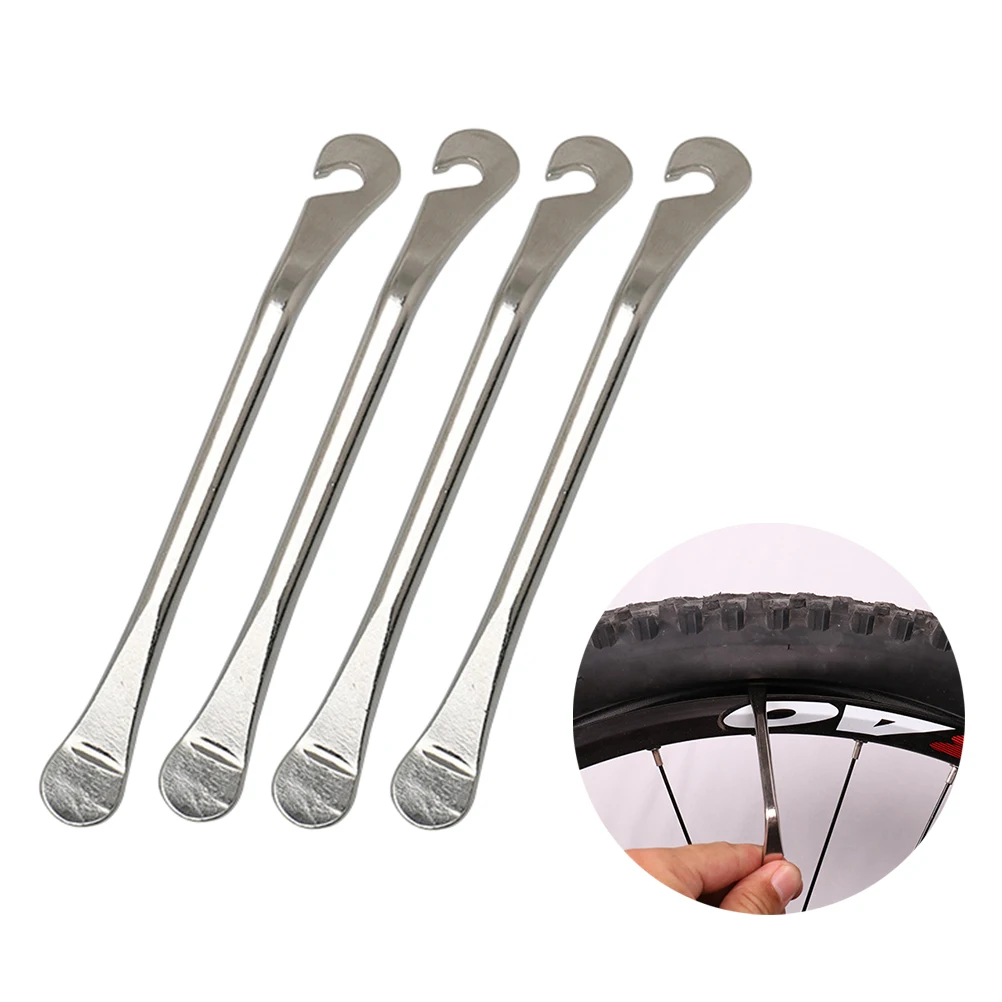

4pcs Chrome-plated Carbon Steel Tire Lever Bike Repair Tool Smooth End Hook Universal Fit for All Bikes Tyre Pry Bar Tire
