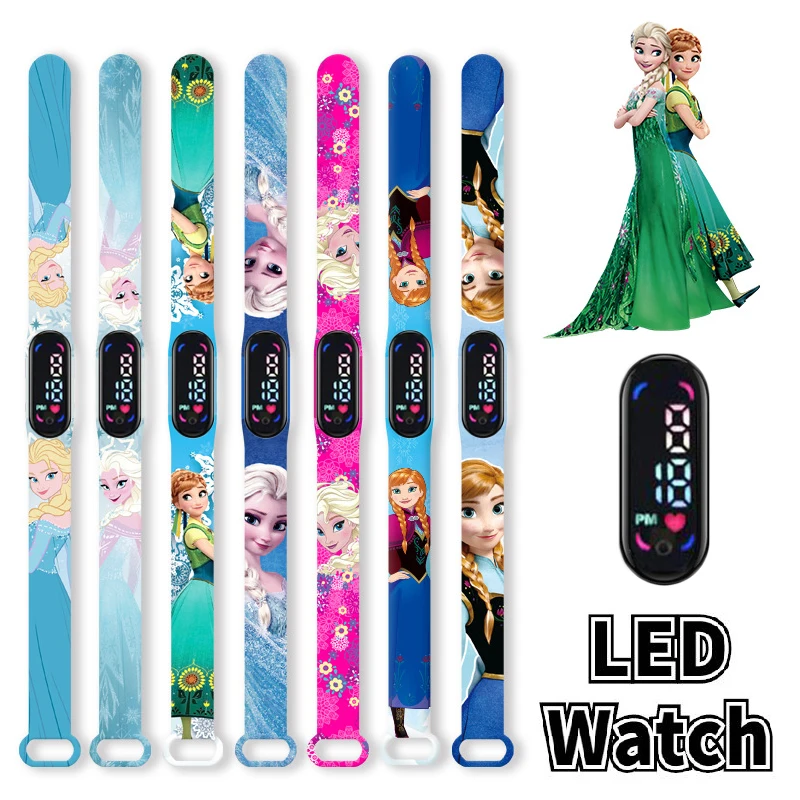 

Disney Frozen Children's Digital Watch Cartoon Action Figure Anna Elsa LED Touch Waterproof Electronic Kids Watch Birthday Gifts