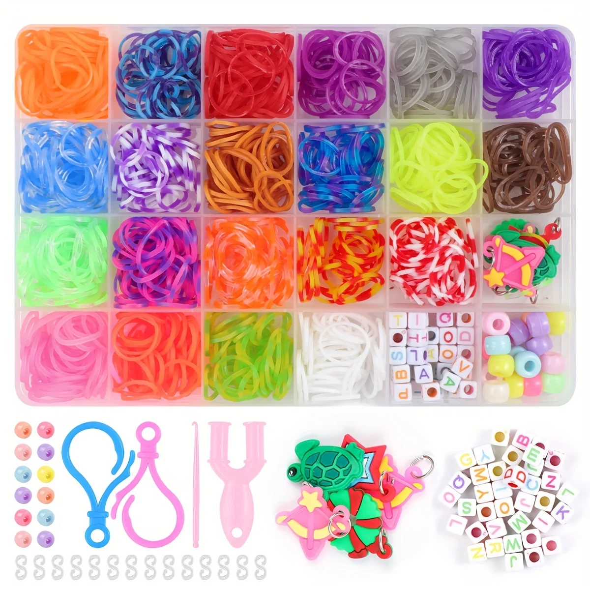 12 Gitter/24 Gitter/40 Gummibänder Armband Kit Gummiband Füllwebstuhl Kit Weben DIY Handwerk Geschenk Webstuhl Kit Spielzeug für Mädchen