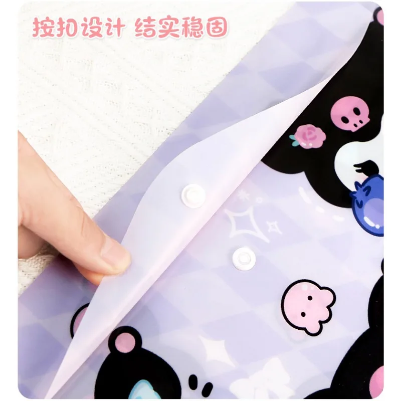 Sanrio Cute Kitty A4 Button File Bag Waterproof Cartoon Shin-chan Paper Storage Bag School Office Supplies Pen Box Storage Bag