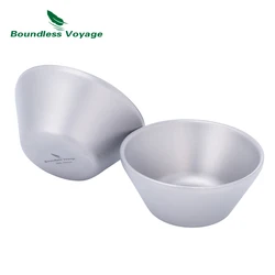 Boundless Voyage 30ml Mini Titanium Tea Cup Portable Double-Layer Anti-scalding Mug Stackable Durable Outdoor Camping Teacups