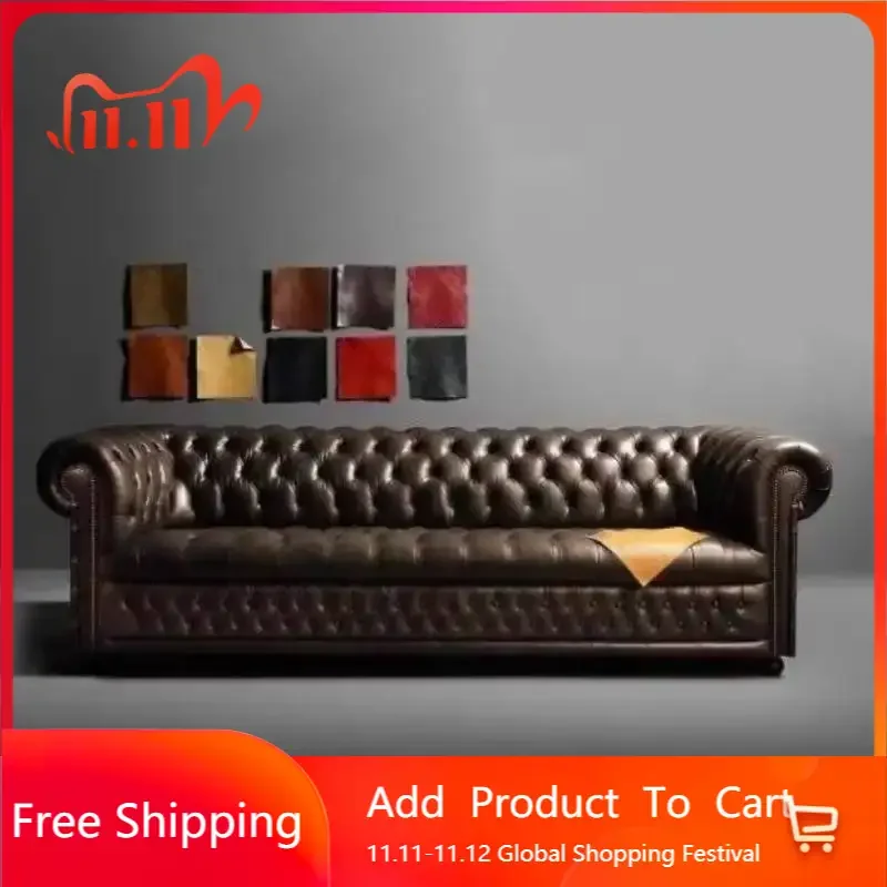 

Luxury Leather Living Rooms Sofa Creative Leisure Medieval Luxury Retro Simple Sofa Designer Modern Muebles Salon Furniture