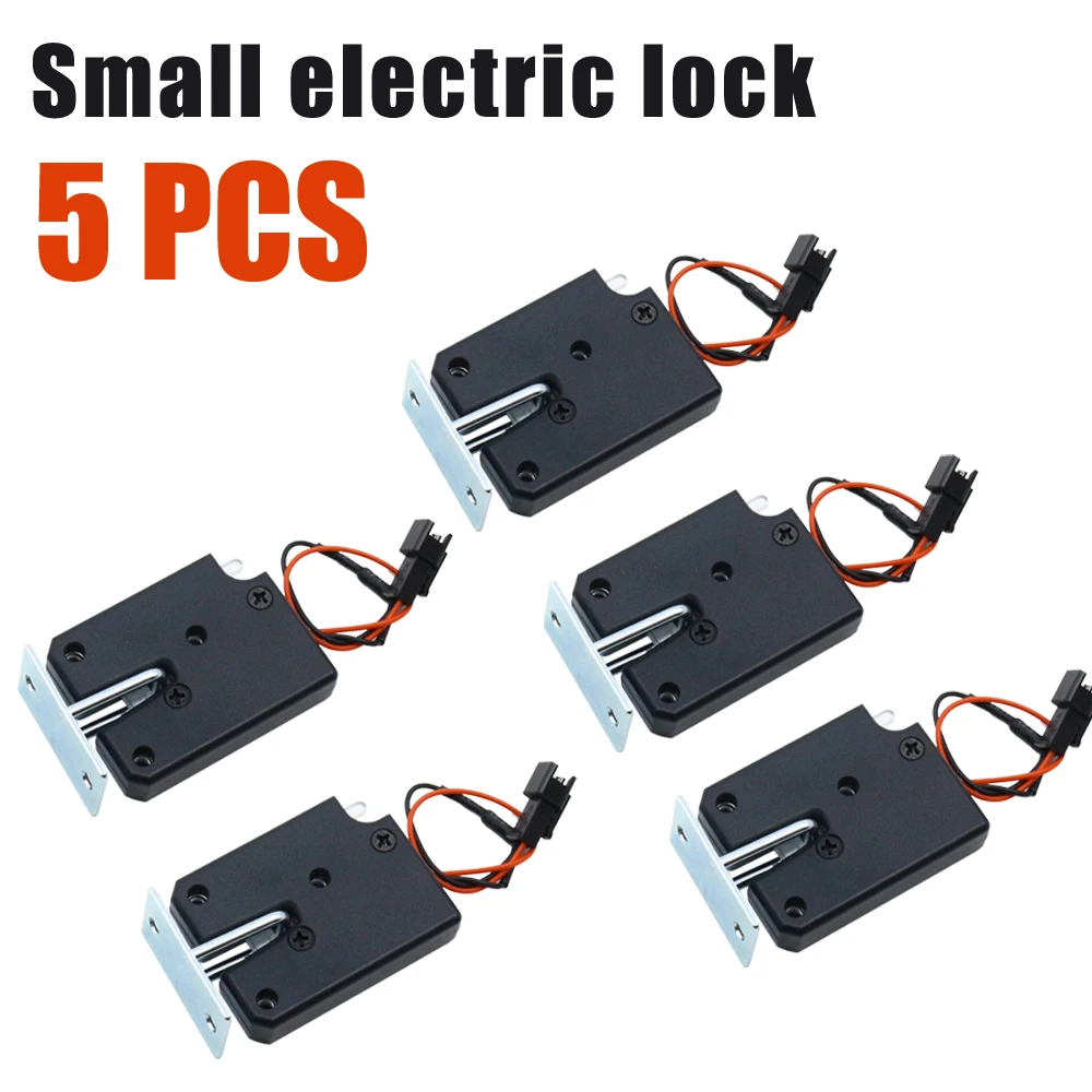 

Small electric lock DC3v5v12v mini cabinet door lock plastic titanium wire electric control lock adult vending cabinet lock 5pcs