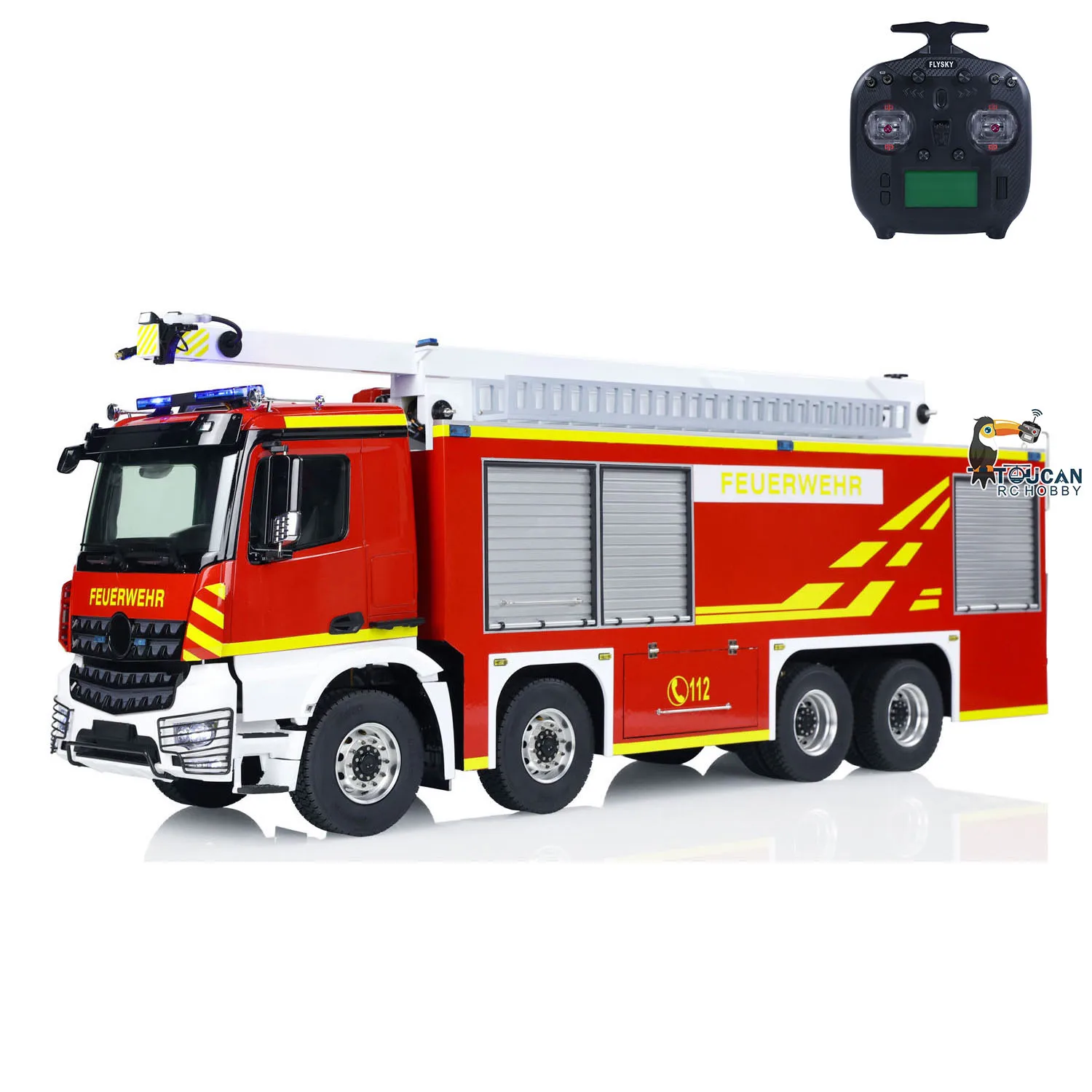 Toys 1/14 3363 8x4 RC Fire Truck Metal Chassis Snozzle High-reach Extendable Turret Light Sound  Painted Finished Car Vehicle