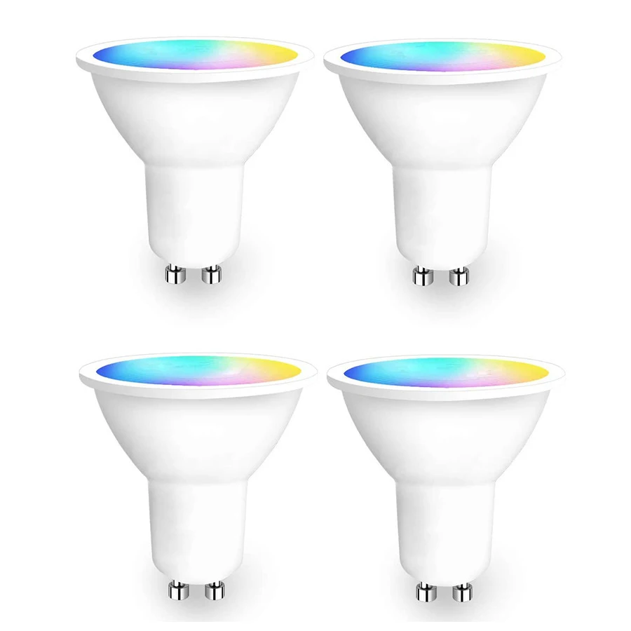 أضواء LED داخلية حديثة GU10 كوب RGBCW لمبة ذكية بخمسة اتجاهات من البلاستيك يرتدون الألومنيوم قاعدة WiFi G10
