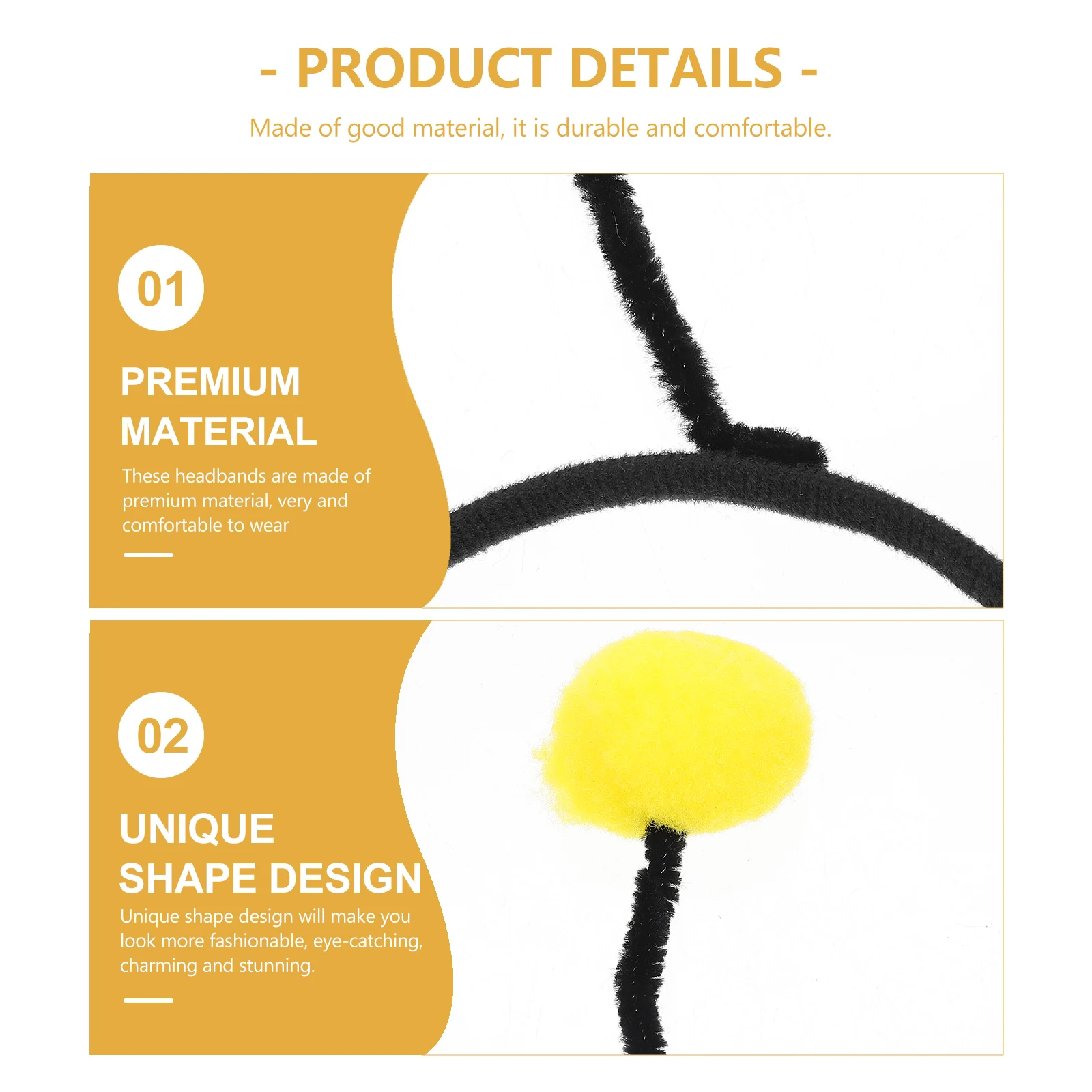 

6pcs Ball Headbands Women Girls Ant Bee Hair Hoops Accessories Smooth Surface Cosplay Photo Prop Valentine Halloween