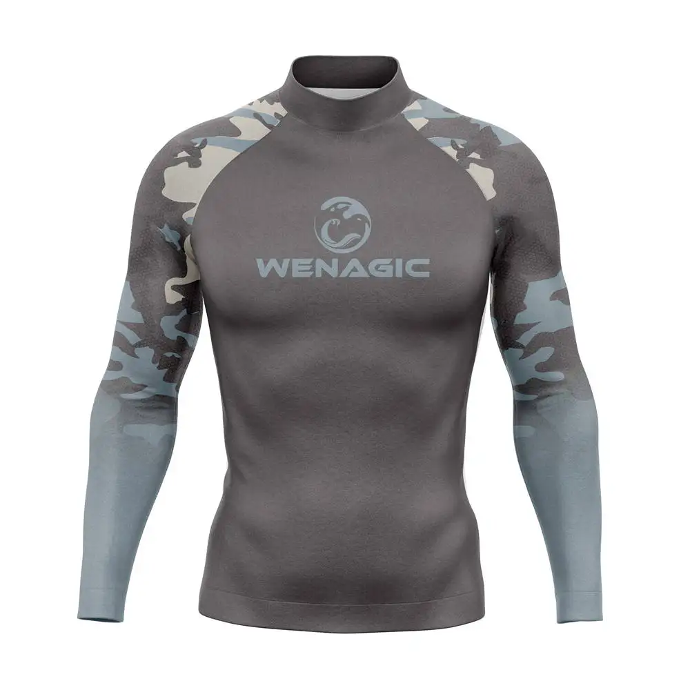 Men UV Protect Swimwear Camouflage Long Sleeve Swimsuit Rashguard Surfing Tights Rash Guard Surf Shirt Quick Dry Swim Clothes