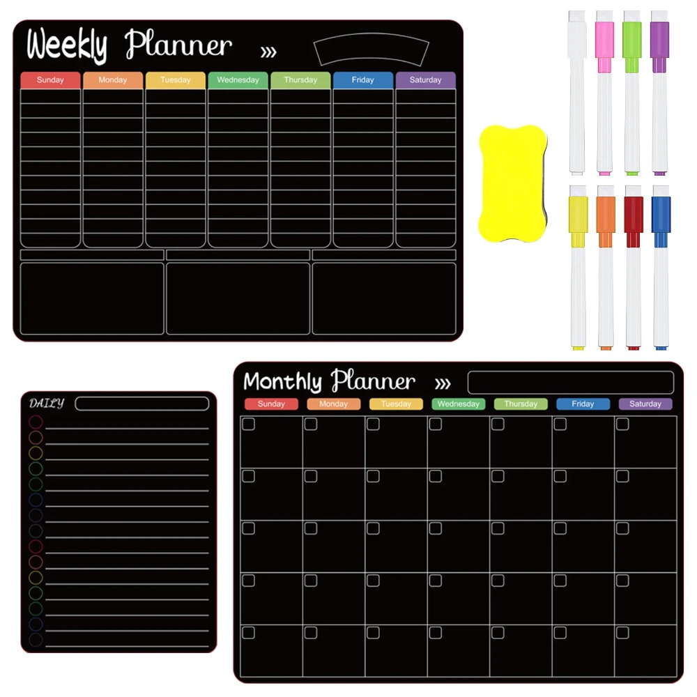 Magnetic Black Calendar for Refrigerator 17
