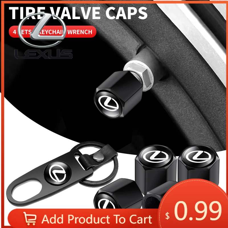 

Interior Stickers Car Wheel Tire Air Valve Caps With Keychain For Lexus F SPORT IS250 IS200 CT200h GS300 LS430 RX450h LX570 IS30