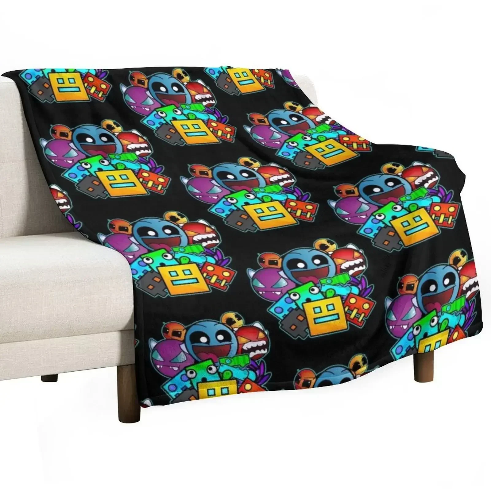 

geometry dash old school gaming Throw Blanket Shaggy Decoratives Blankets