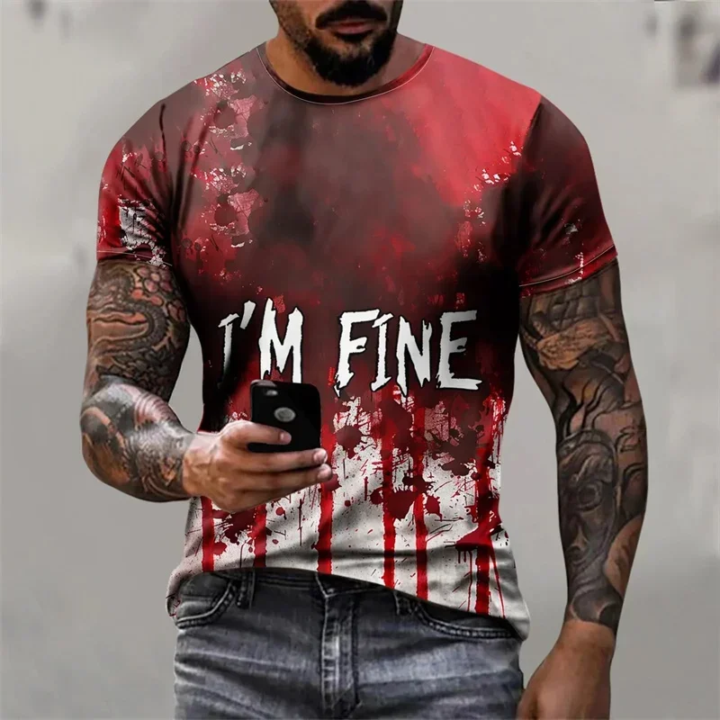 Summer Horror 3D Printing Halloween T Shirt Bloody Patterns Graphic T-shirts For Men Fashion Vintage New In Tops & Tees Clothing