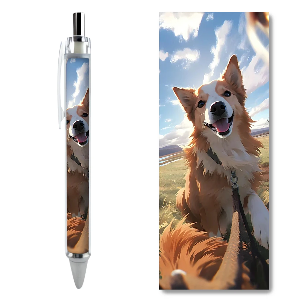 2/4PCS Abstract Art Illustration Cute Corgi Dog Oil Painting Gel Pens Stationery HD Customizable Patterns Caneta School Supplies