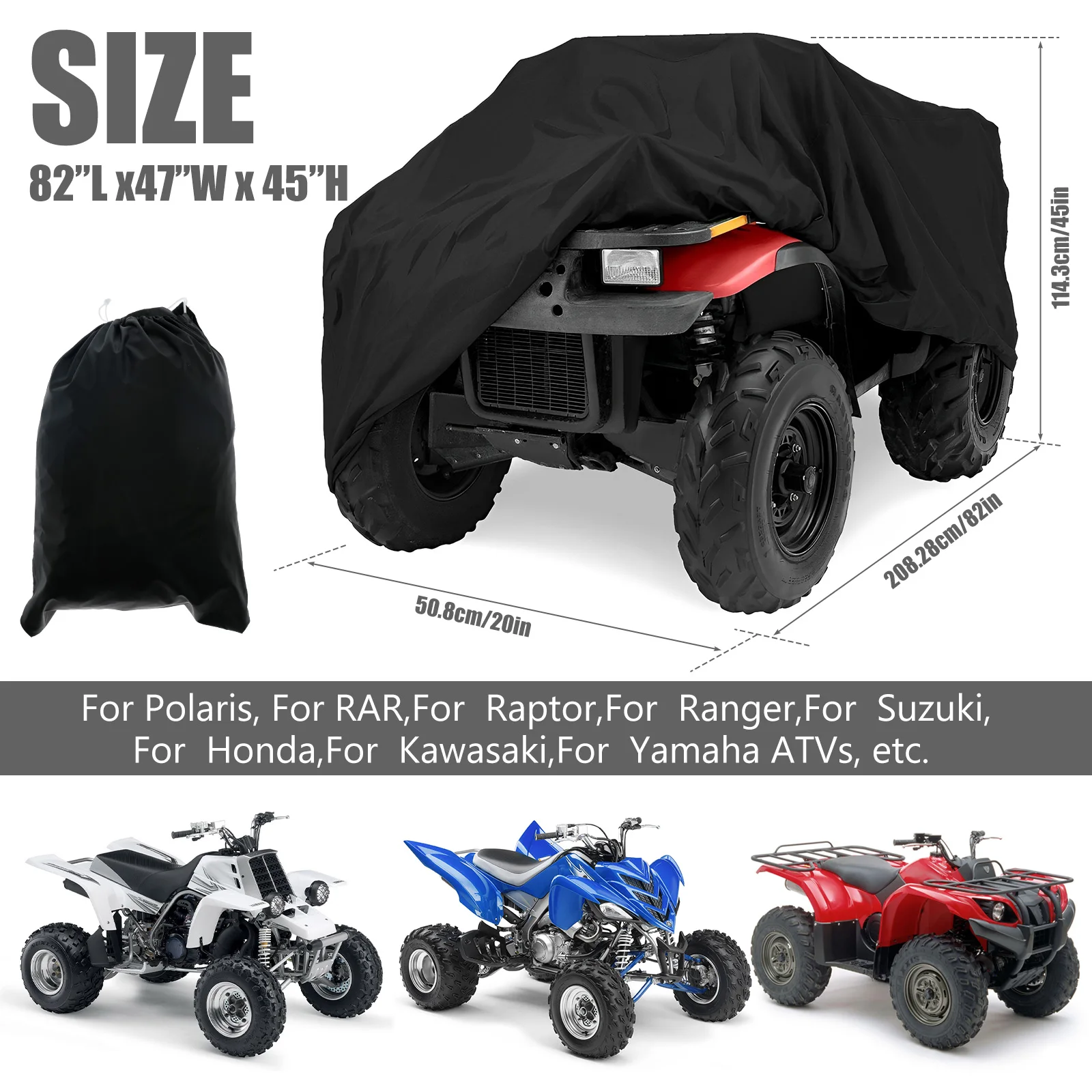 ATV Cover Universal 190T Oxford Motorcycle Waterproof Cover Outdoor Protection Dust Motorbike Vehicle Scooter Bicycle Protective