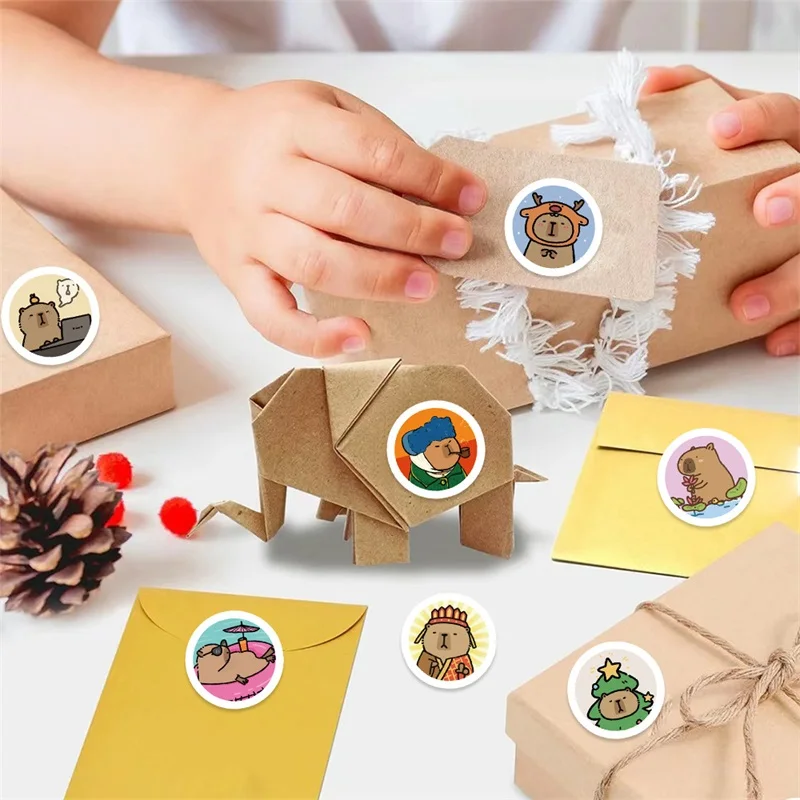 500PCS Cute Capybara Paper Labels Sticker Sealing DIY Kids Decoration Scrapbooking Korean Stationery Hand Accounting Supplies