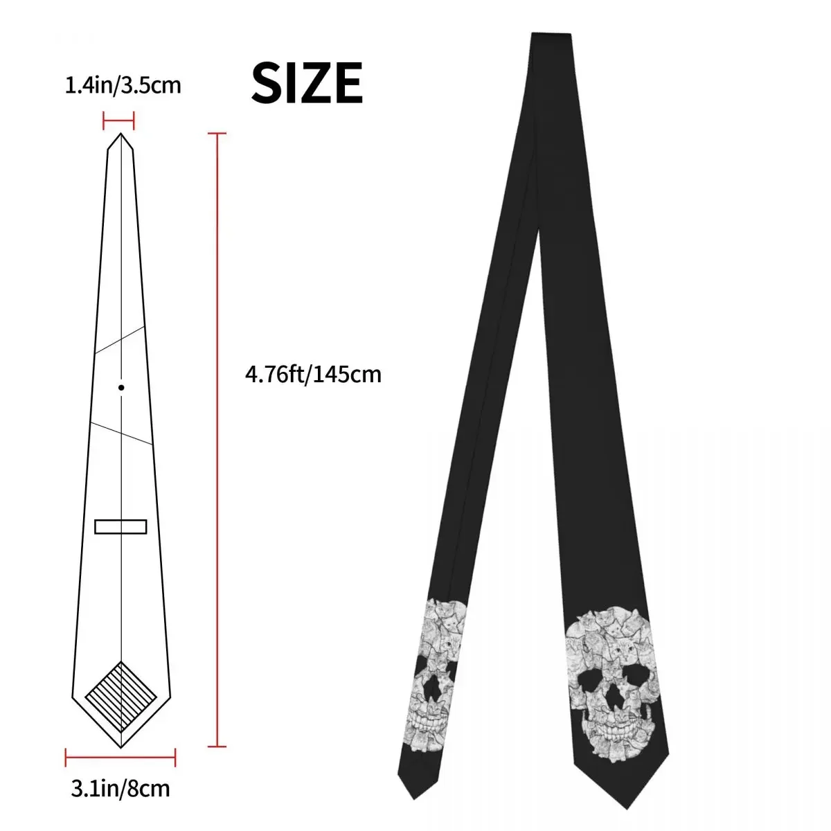 Corbatas de calavera de Horror de gato Unisex, corbatas de cuello ancho de 8 cm de poliéster de seda, accesorios para trajes, regalo de Gravatas