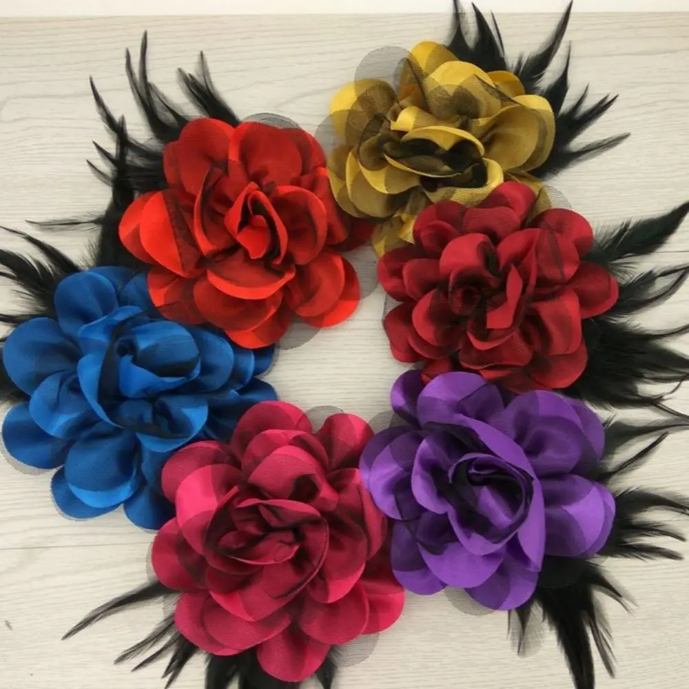 Fabric Handmade Accessories Large Flower Brooch Jewelry Badge Accessories Solid Color Pin Brooch Wedding Party Decor