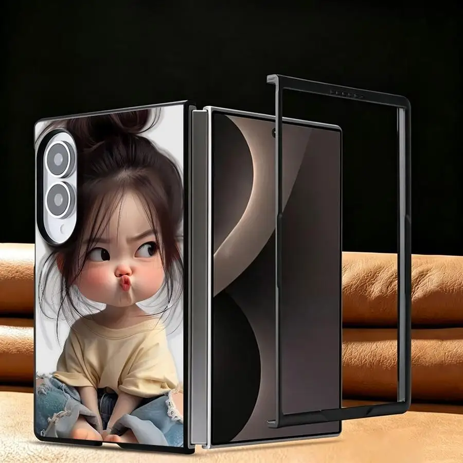 Luxury Phone Cover Case for Samsung Galaxy Z Fold8 Wide Z Fold 8 ZFold Wide ZFold8 Cartoon Girl Pattern