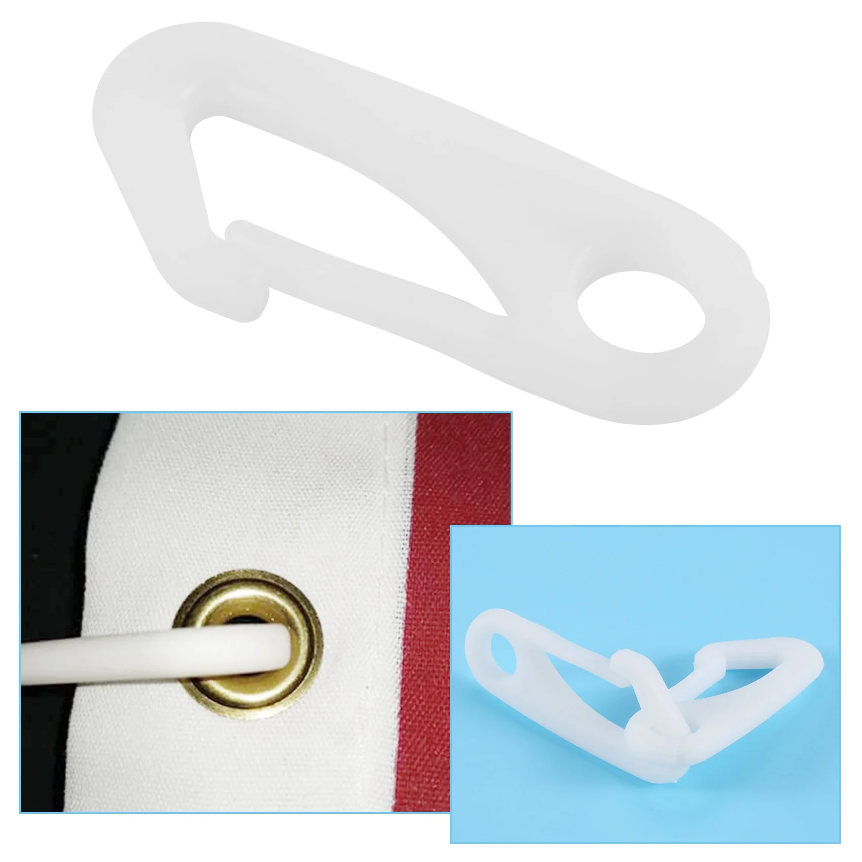 A98E-12Pcs Flag Pole Clip Snap Hooks Flag Clips Flag Pole Accessory - Attach Flags Hooks To Halyard Rope And Buckle The Flag