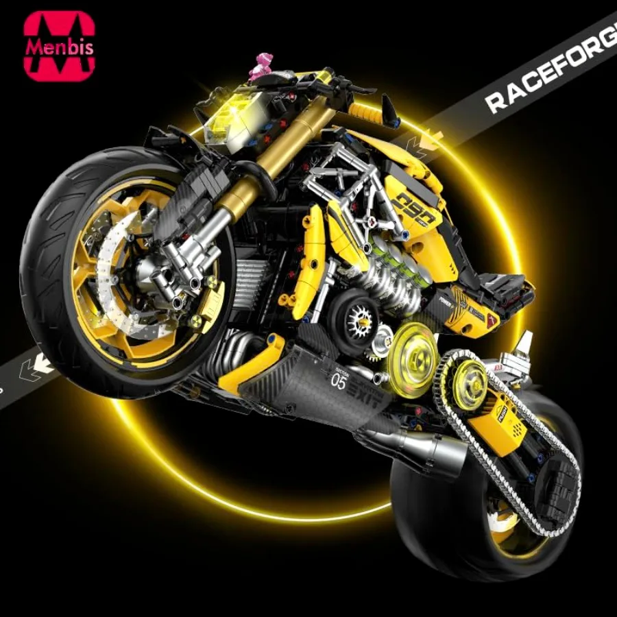 Narwhals 2500Piece Cyberpunk Style Motorcycle Building Block Kit 1:5 Scale MOC Racing Bike Building Set for Adults and Teen 16+