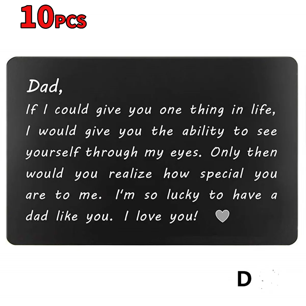 10PCS from Daughter and Son's Birthday, Carved Dad Insert Card, Dad's Father's Day (Lucky One Day for You) Wallet Insert Card