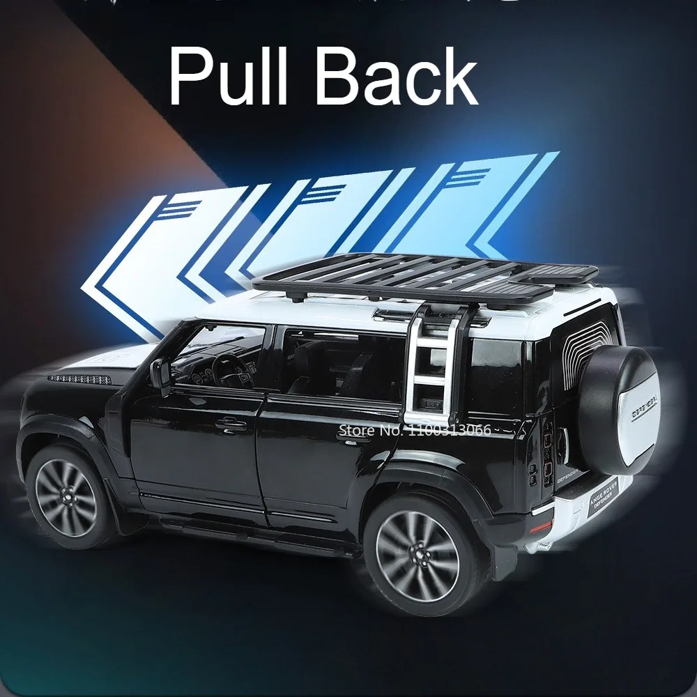 1:24 Lega Land Rover Defender 110 Modelli Giocattoli Auto in Miniatura con Tirare Indietro Musica Fuoristrada Modello per Bambini Piccoli Regali