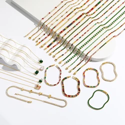 Bridal Fashion Rainbow Crystal Rhinestone Choker Necklace Women Wedding Accessories Tennis Chain Chokers Jewelry Collier Femme