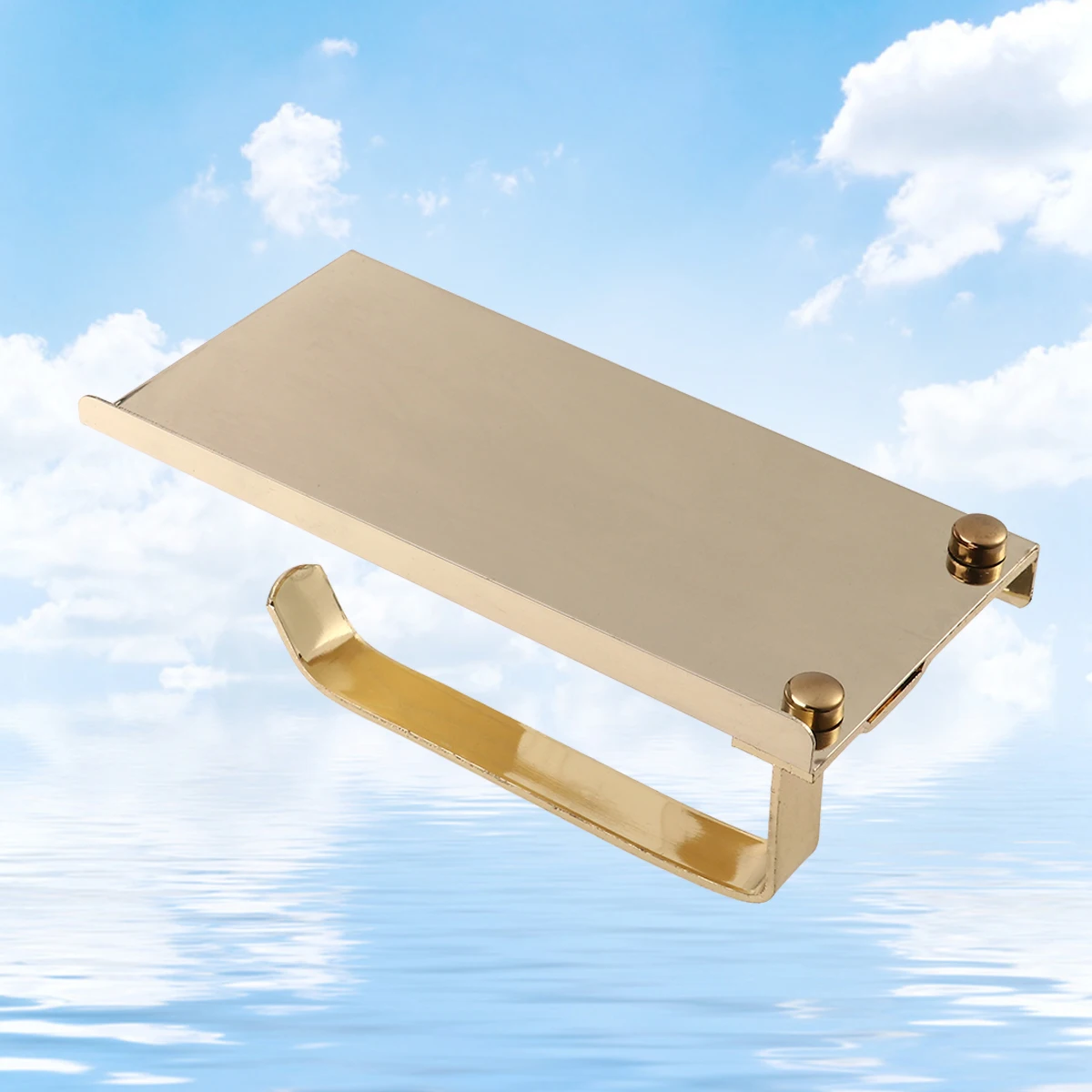 

Bathroom Tissue Holder Stainless Steel Golden Size Phone Shelf Multifunction Toilet Paper Roll Organizer