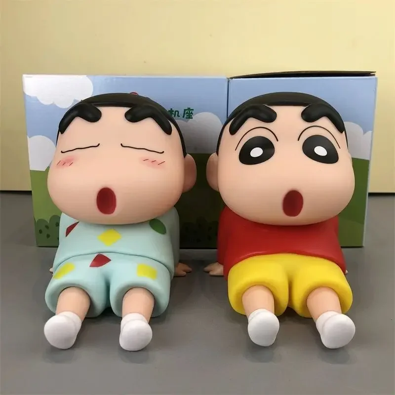 Anime Crayon Shin-Chanss Figures Phone Holder Kawaii Desktop Ornaments Cartoon Watching TV Phone Support Cute Doll Decorations - view 3