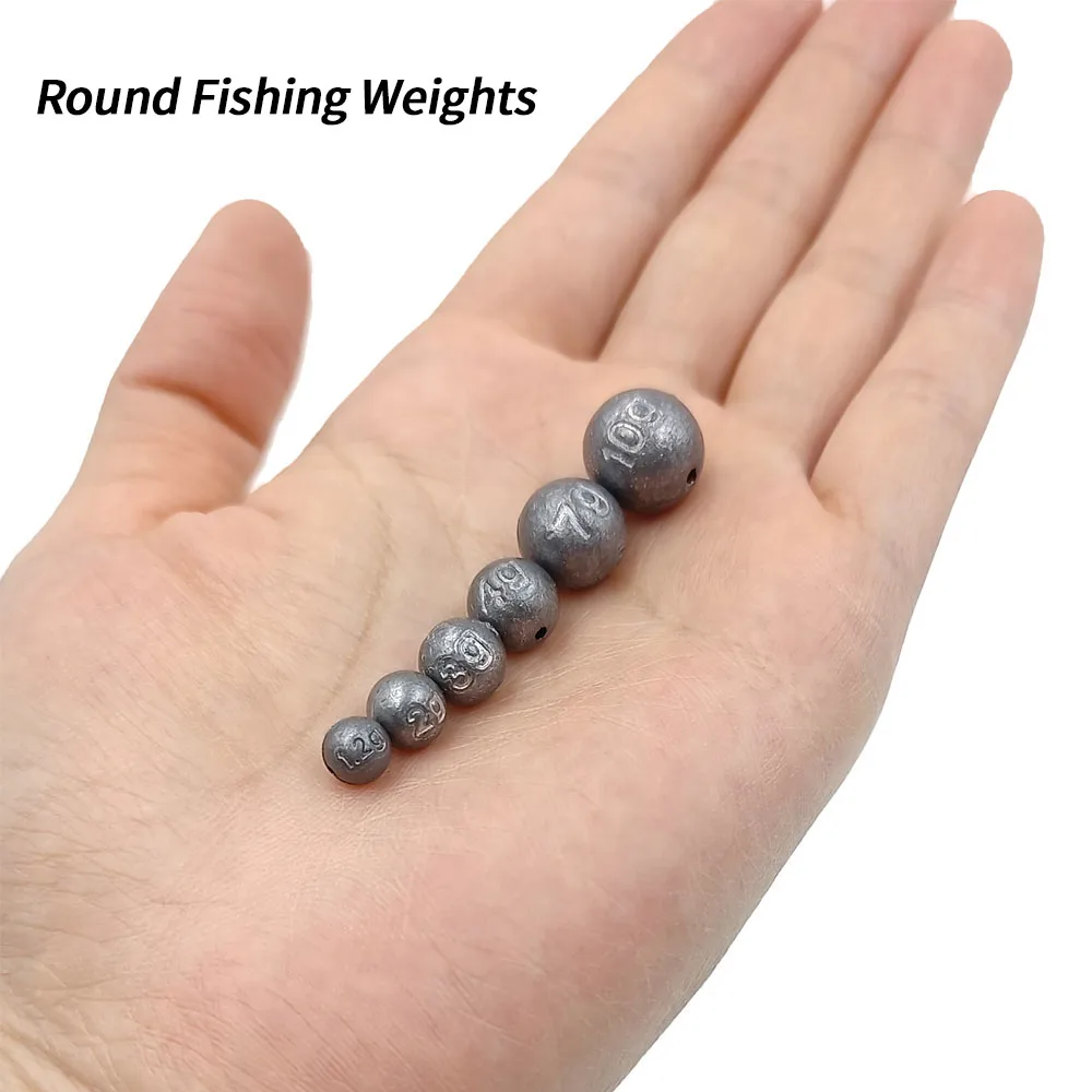 Fishing Weights Lead Round Ball Sinkers Bulk, Saltwater Freshwater Bass Trout Pike Carp Fishing Weight Sinker Tackle Accessories