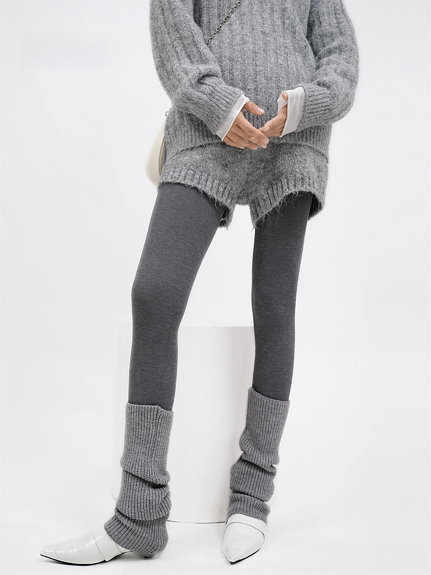 

High Waist ey Base Layer Pants Women's Autumn Winter Slimming Leggings Outerwear Resistant to Sliding And Prure on Butt