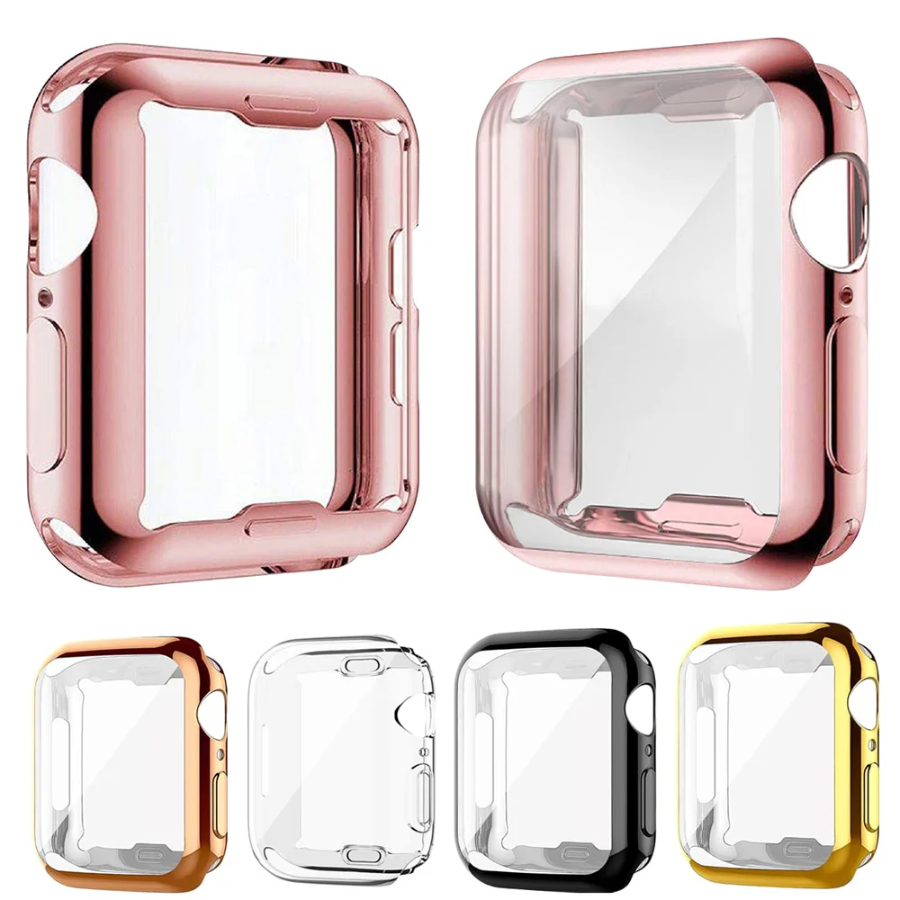 TPU-Abdeckung, Zubehör für Apple Watch-Gehäuse, Serie 9, 8, 7, 6, 5, 4, 3, SE, 41 mm, 45 mm, 42–44 mm–40 mm, Displayschutzfolie für Apple Watch-Bänder