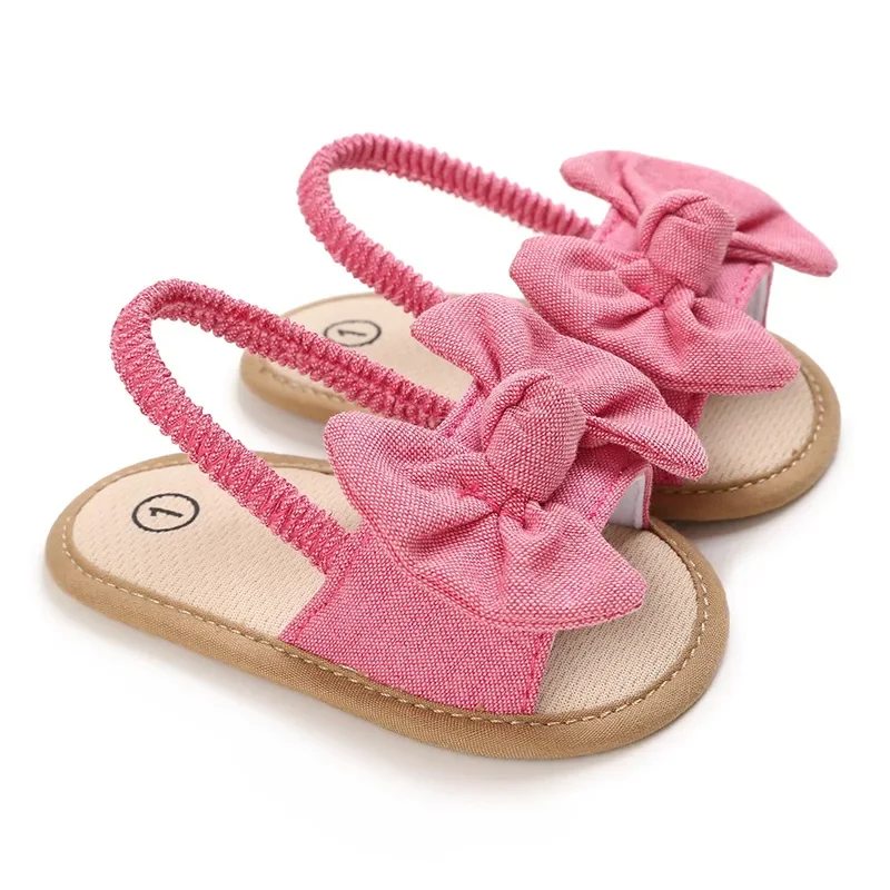 Sandali per bambini Scarpe estive per ragazze Scarpe da esterno in pelle PU Suola morbida Bowknot Scarpe eleganti per primo camminatore per neonati 2025