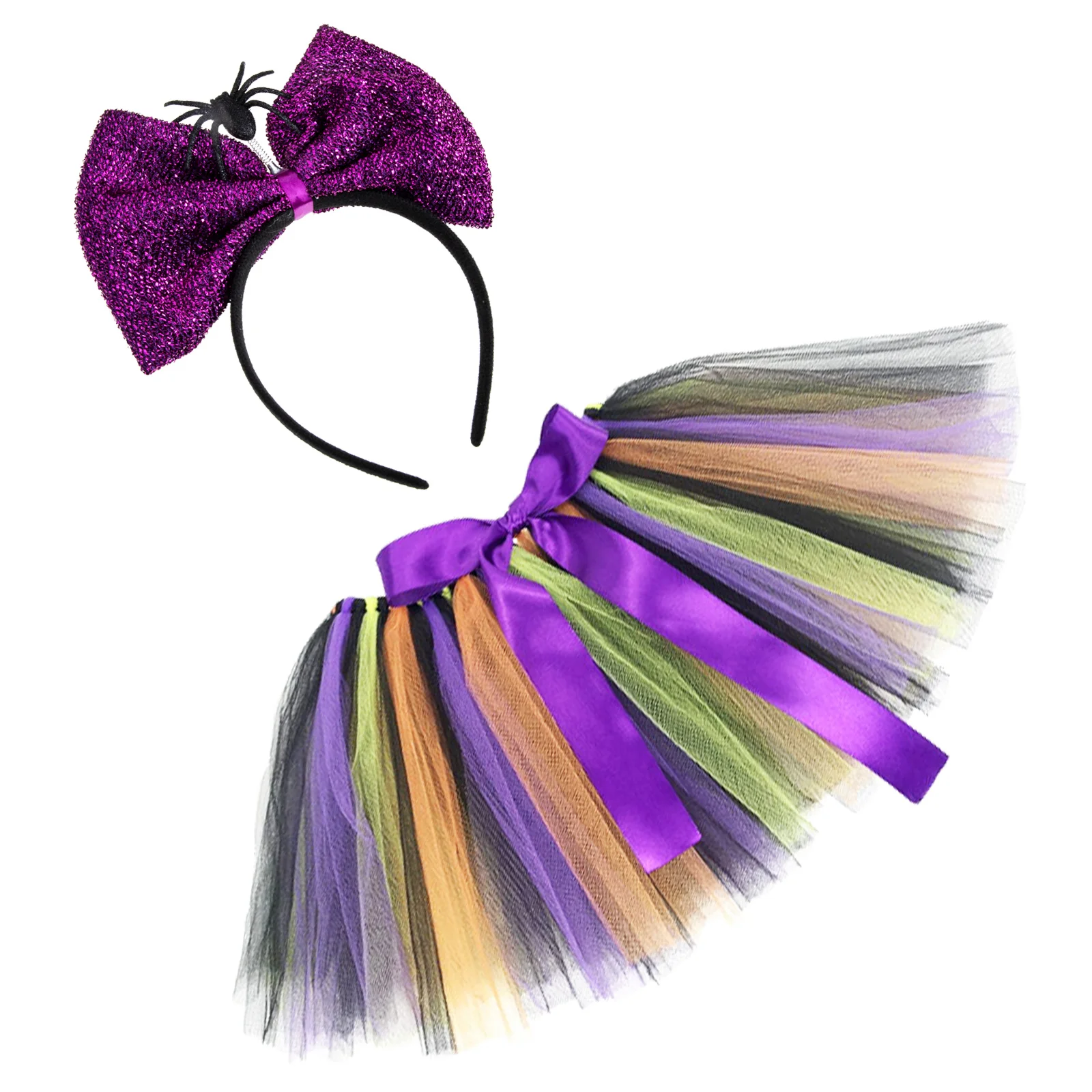 

1 set Skirt Gauze Net Skirt Safe Halloween Halloween Tutu Cosplay Dress Girl Dress Comfort Child Spider Headpiece