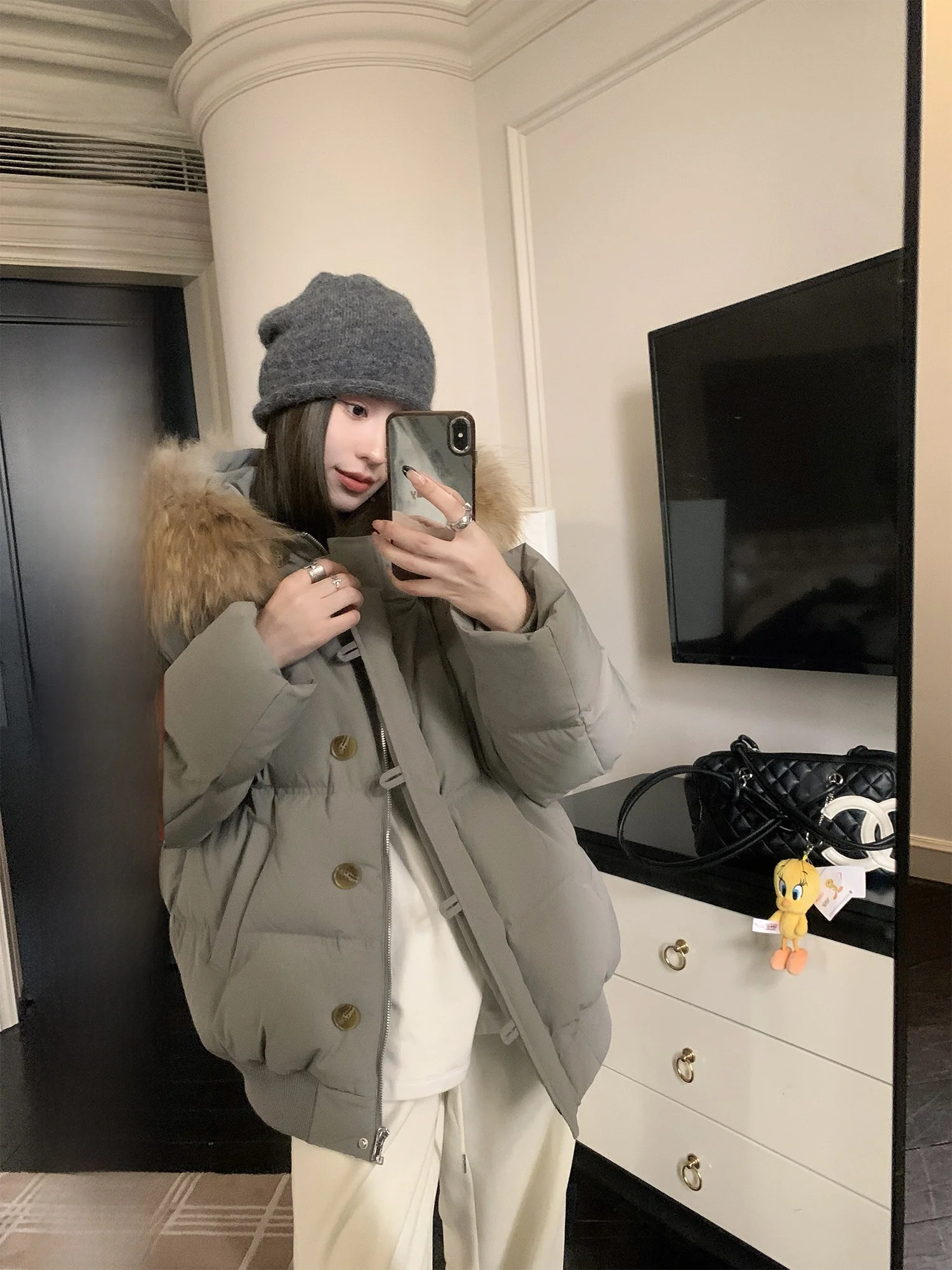 

Hhi Snow Island Thiened Down Jaet, женская зимняя белая теплая верхняя одежда на пуху, пальто для поездок на работу, тонкая подставка