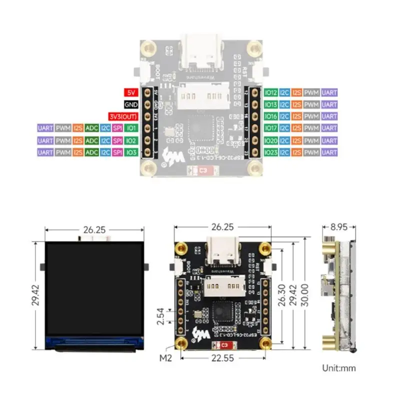 ESP32-C6 Development Board 1.3 Inch ST7789 LCD Display WiFi 6 BLE 5 Module for AIoT Portable Smart Device Development