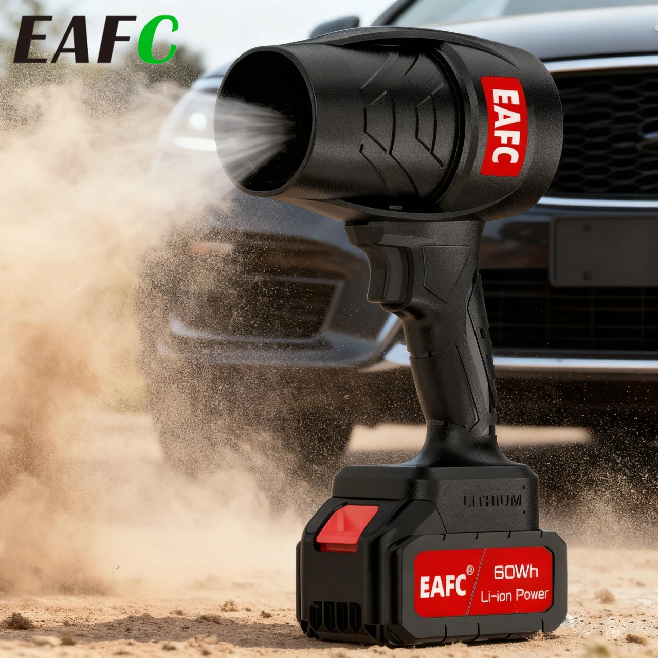 EAFC Versatile pistola ad aria compressa: EAFC Pistola ad aria violenta per soffiaggio di foglie Rimozione della neve e pulizia della polvere Batteria da 21 V Velocità continua