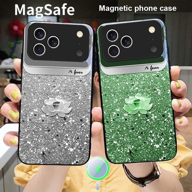 

Pink gradient lotus For iPhone 17 Pro Max 16 E 15 14 13 Plus 12 mini 11 17 Air XR Xs Max 7 Plus Magsafe Glass Phone Case