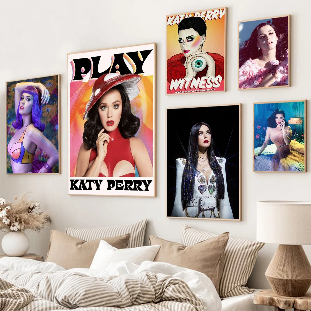 

K-Katy Hot Singer P-Perry Whitepaper Poster Retro Kraft Paper Sticker DIY Room Bar Cafe Vintage Decorative Painting