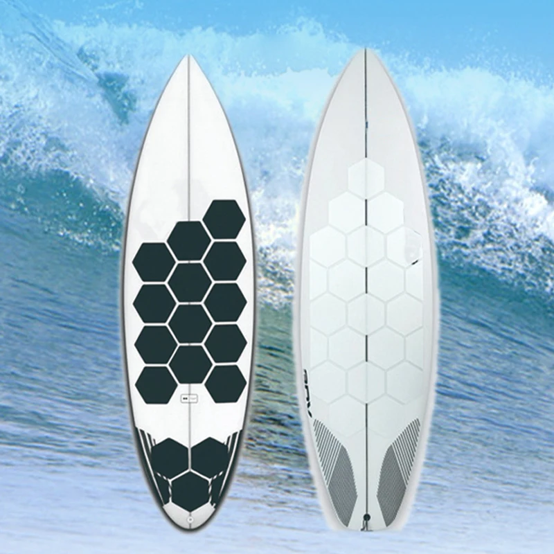 

Clear Transparent Surfboard Deck Grip Pad Waxless Hexagon Traction Surfpad Diy Non-Slip Traction Pads for Surfboards