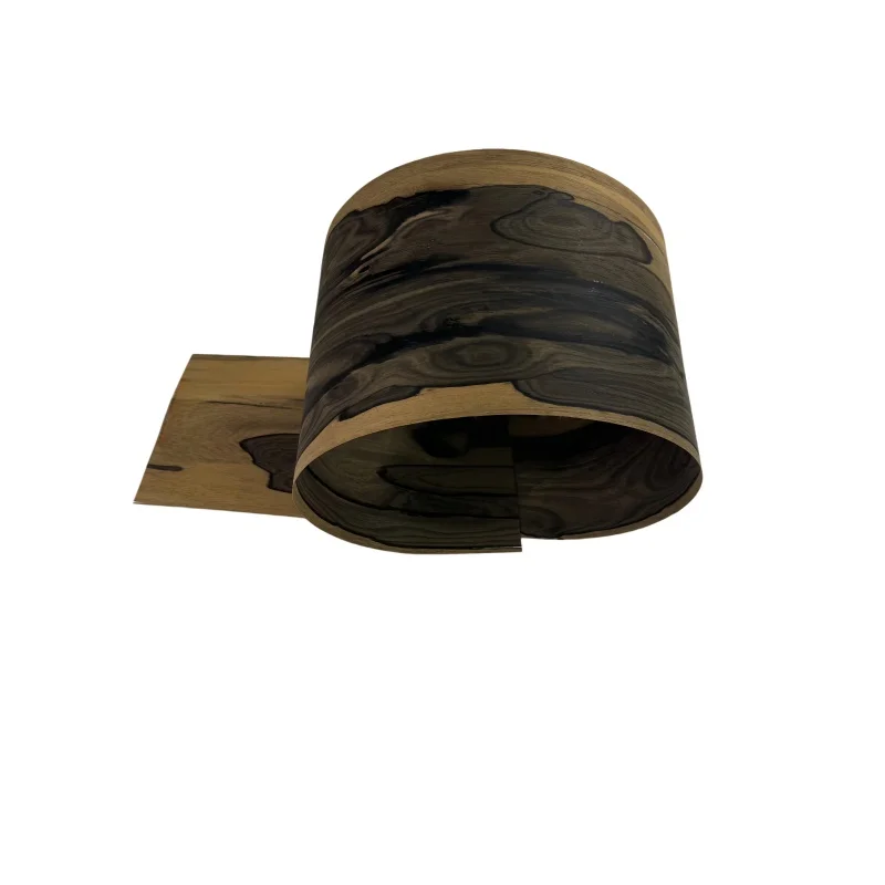 2Pcs 0.5mm thick natural black persimmon wood veneer sheet for DIY furniture veneering, size 70x16cm.