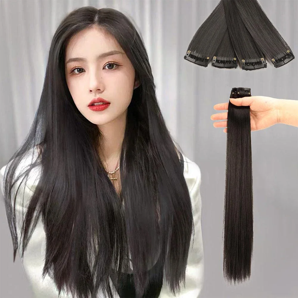 

1 Clip Invisible Seamless Long Straight Wig 30cm Synthetic Hair Extensions for Women Natural Look Volume Boosting Fake Hair
