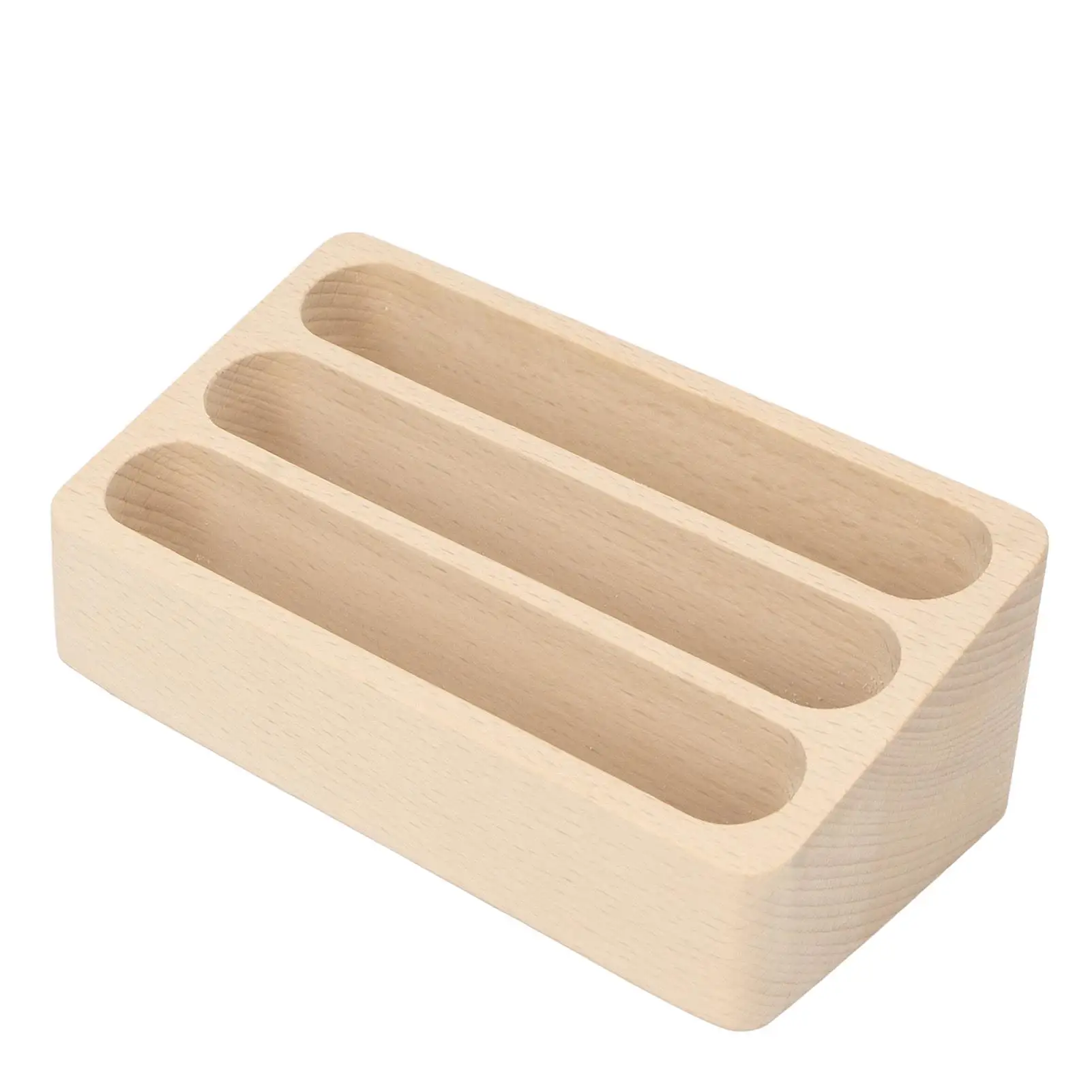 

3-Slot Wooden Business Card Holder Stand - High Stability Name Card Display for office & Salon Counter