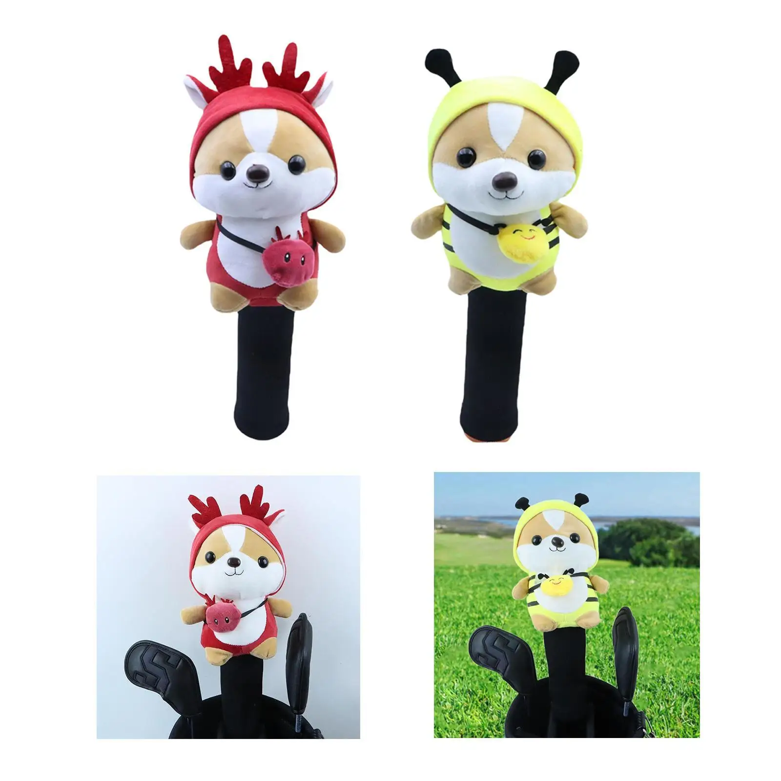 Animal Doll Golf Fairway Wood Headcover Protective Sleeve Funny Golf Accessory Polyester Stuffed Knitted Golf Club Head Cover