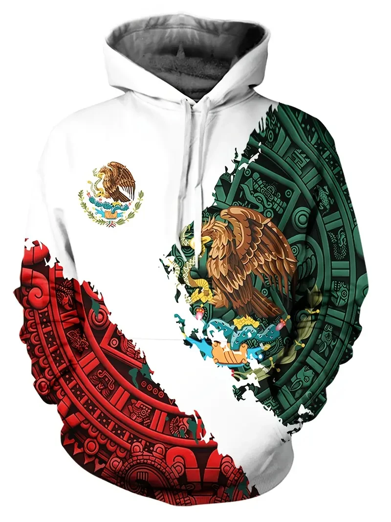 

Толстовка Мужская/женская с 3D-принтом флага Мексики, Модный повседневный свитшот, пуловер с капюшоном в стиле оверсайз, спортивный костюм, осень