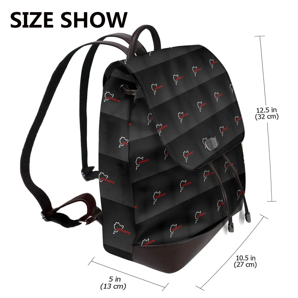 Nurburgring Carbon Fiber White Red Women Soft Leather Backpack Large Capacity Multi Pockets Work Travel Ladies Casual Rucksack