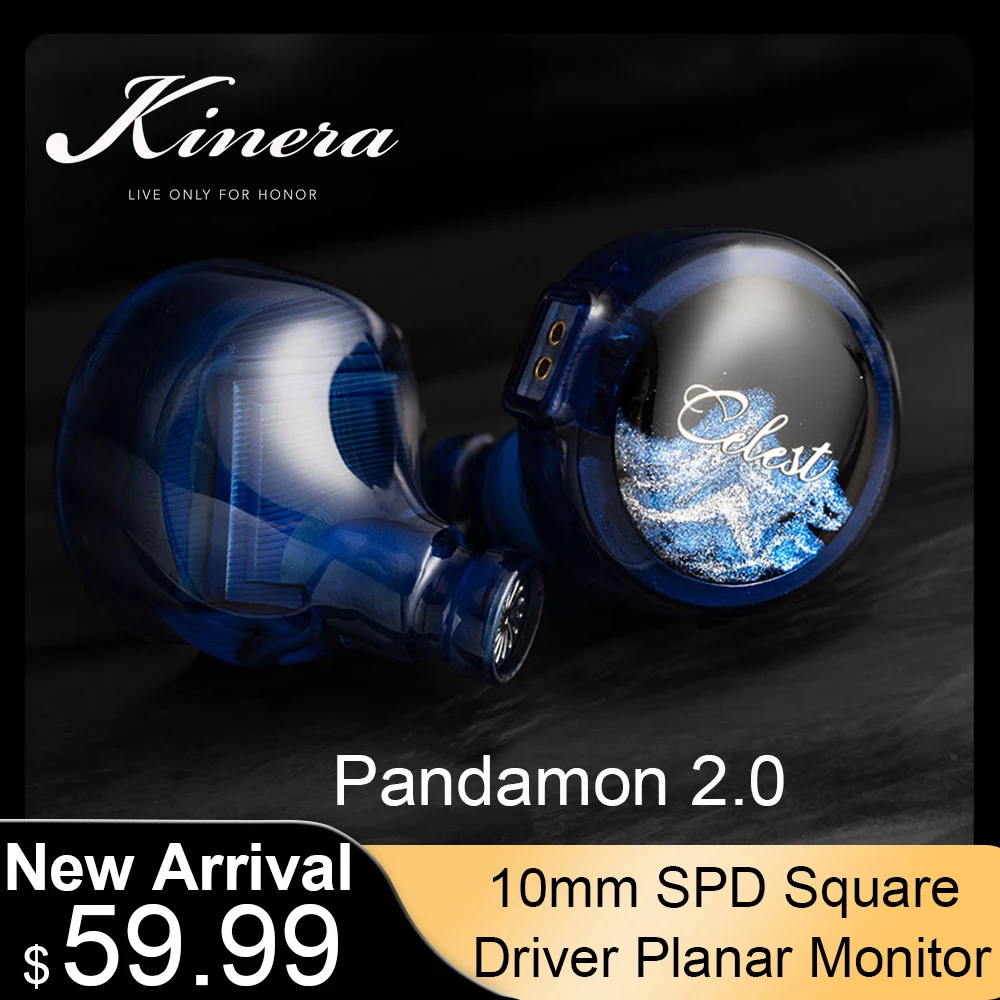 Kinera Celest Pandamon 2.0 HiFi In-Ear Earphone 10mm SPD Square Driver Planar IEMs Monitor 2pin Cable Gaming Music Headphone