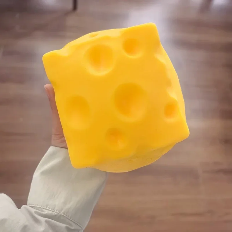 Jumbo Cheese Cube Stress Ball Big Cheese Shapeable Squeeze Ball Non-Bounce Fidget Toy ASMR Sensory Anti-Stress Festival Gift