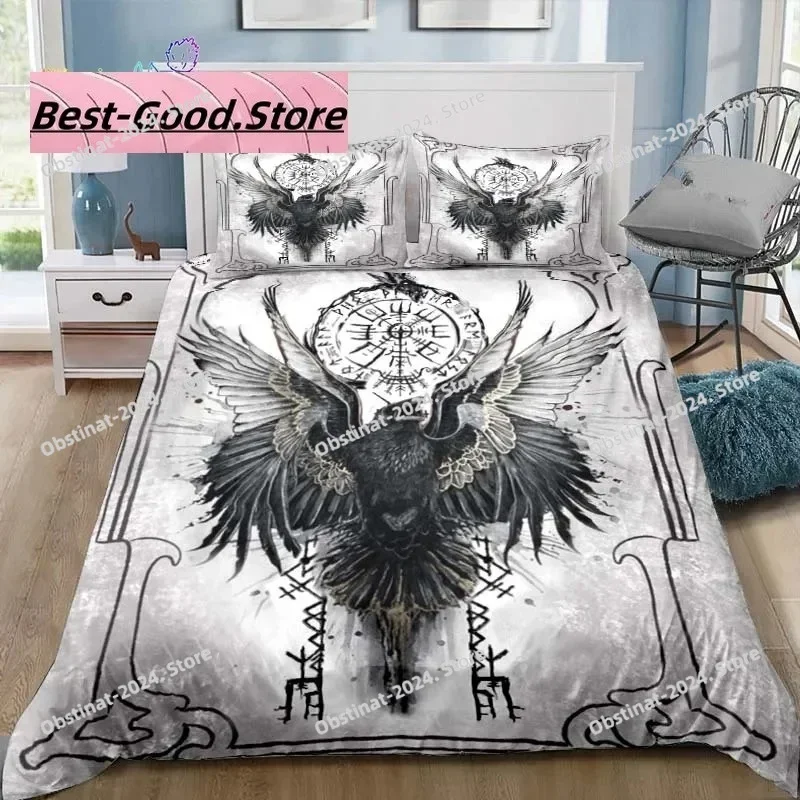 Viking Pattern Nordic Mythology Raven Bedding Set Single Twin Full Queen King Size Bed Set Adult Kid Bedroom 3D Print