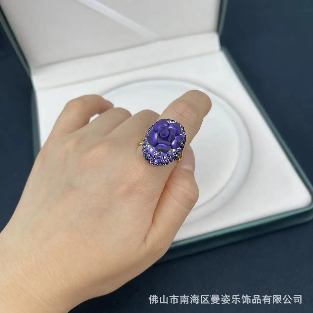 DIY accessories Lavender purple soft pottery flower point diamond jewelry set French niche original design wholesale small fragr